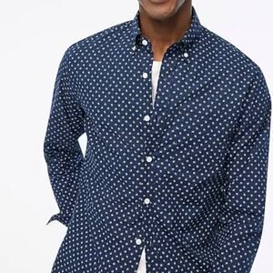 J. Crew Factory Shirt Mens‎ Printed Flex Casual Button Down Blue Small NEW